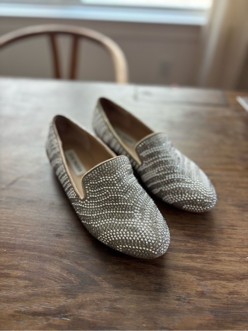 Steve Madden Embellished Silver Women's Loafers size 7